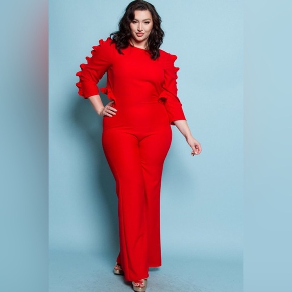 red plus size jumpsuit